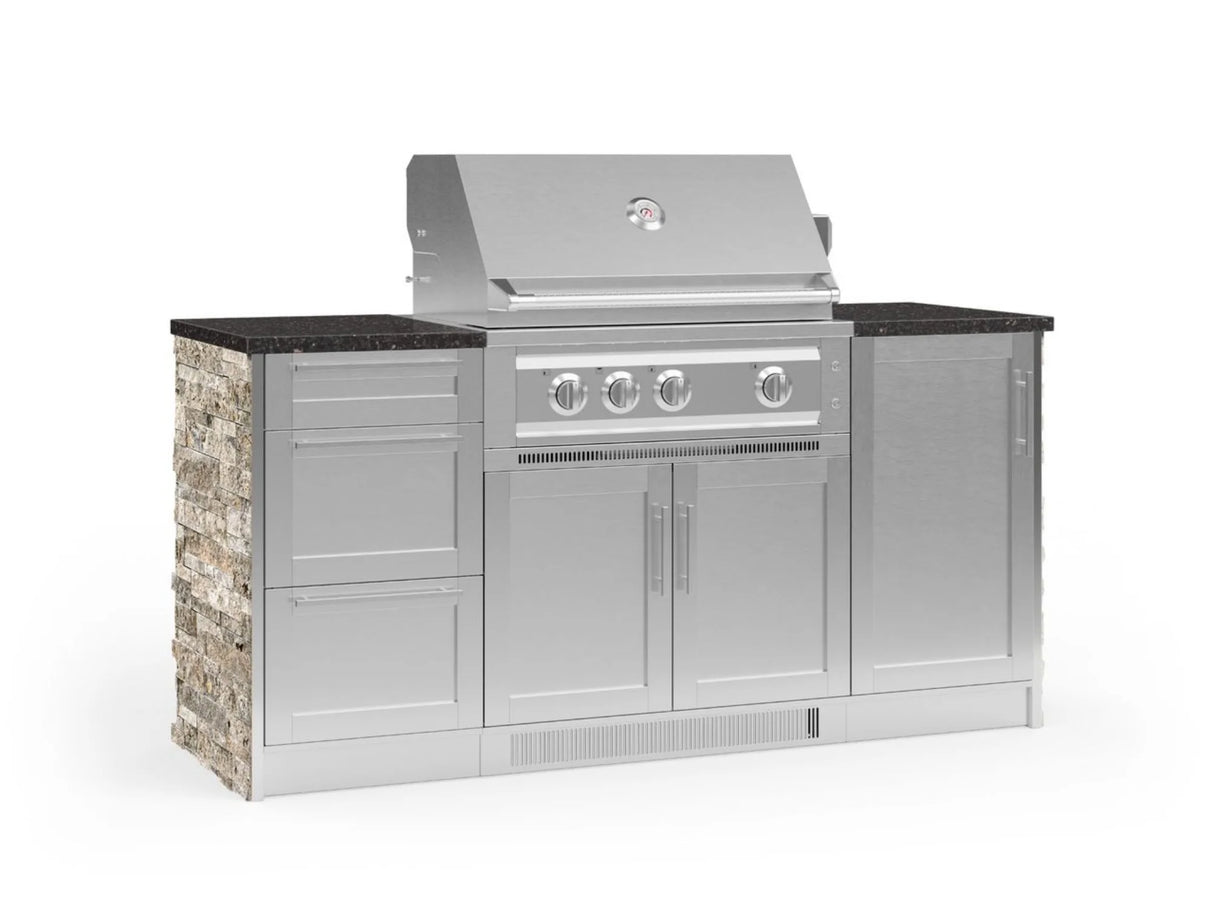 Outdoor Kitchen Signature Series 6 Piece Cabinet Set with Platinum Grill, 3 Drawer, 1 Door and Grill Cabinet