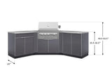 Outdoor Kitchen Aluminum 7 Piece Cabinet Set with 2 Door, Bar, Corner, Grill Cabinet, Platinum Grill, and Countertops