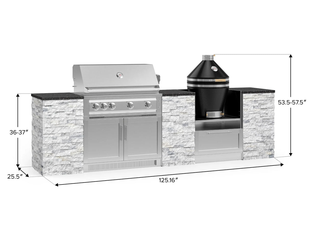 Outdoor Kitchen Signature Series 9 Piece Cabinet Set with Kamado, Platinum Grill and Grill Cabinet