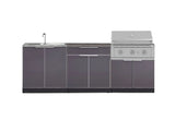 Outdoor Kitchen Aluminum 5 Piece Cabinet Set with Bar, Grill, Sink Cabinet, Performance Grill, and Countertop