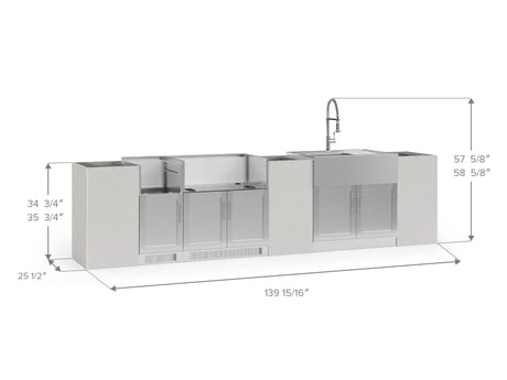 Outdoor Kitchen Signature Series 8 Piece Cabinet Set with Dual Side Burner, Sink and Grill Cabinet