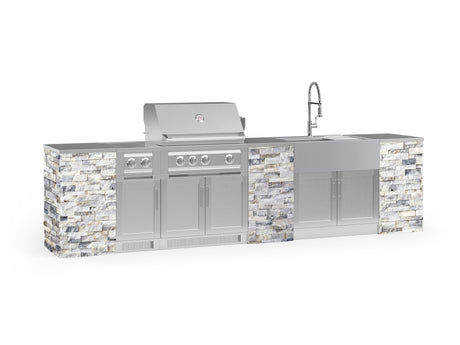 Outdoor Kitchen Signature Series 11 Piece Cabinet Set with Dual Side Burner, Sink, Platinum Grill and Grill Cabinet