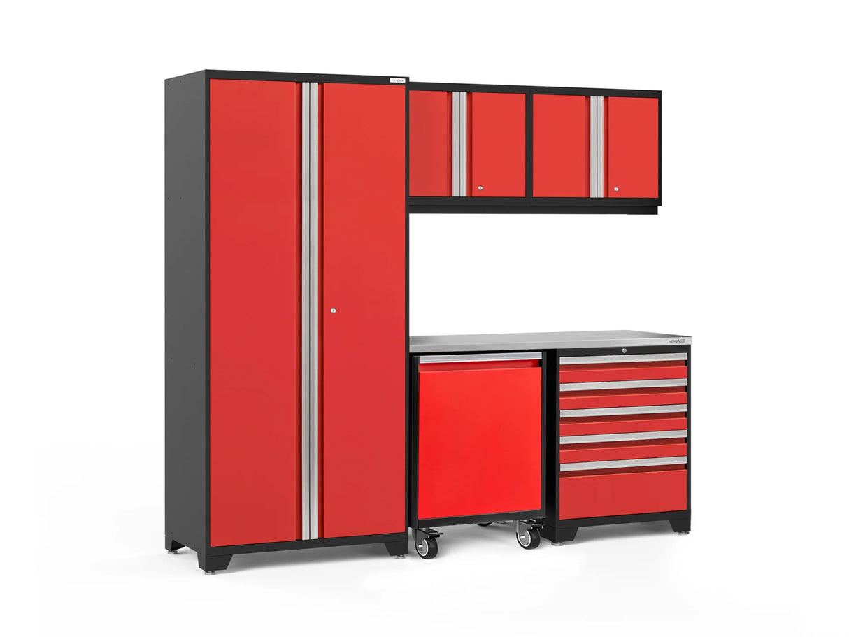 Pro Series 6 Piece Cabinet Set with Tool Drawer, Wall Cabinet, Locker and Utility Cart