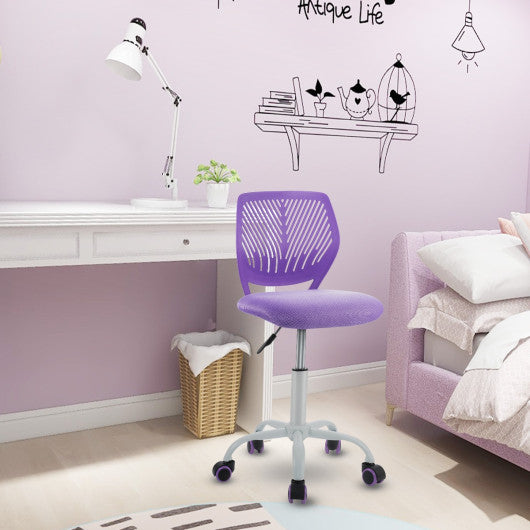 Adjustable Office Task Desk Armless Chair-Purple