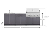 Outdoor Kitchen Aluminum 5 Piece Cabinet Set with Bar, Sink, Grill Cabinet, Platinum Grill, and Countertop