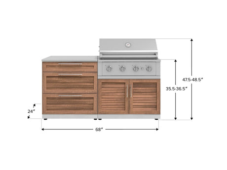 Outdoor Kitchen Stainless-Steel 4 Piece Cabinet Set with 3 Drawer, Grill Cabinet, Performance Grill, and Countertop