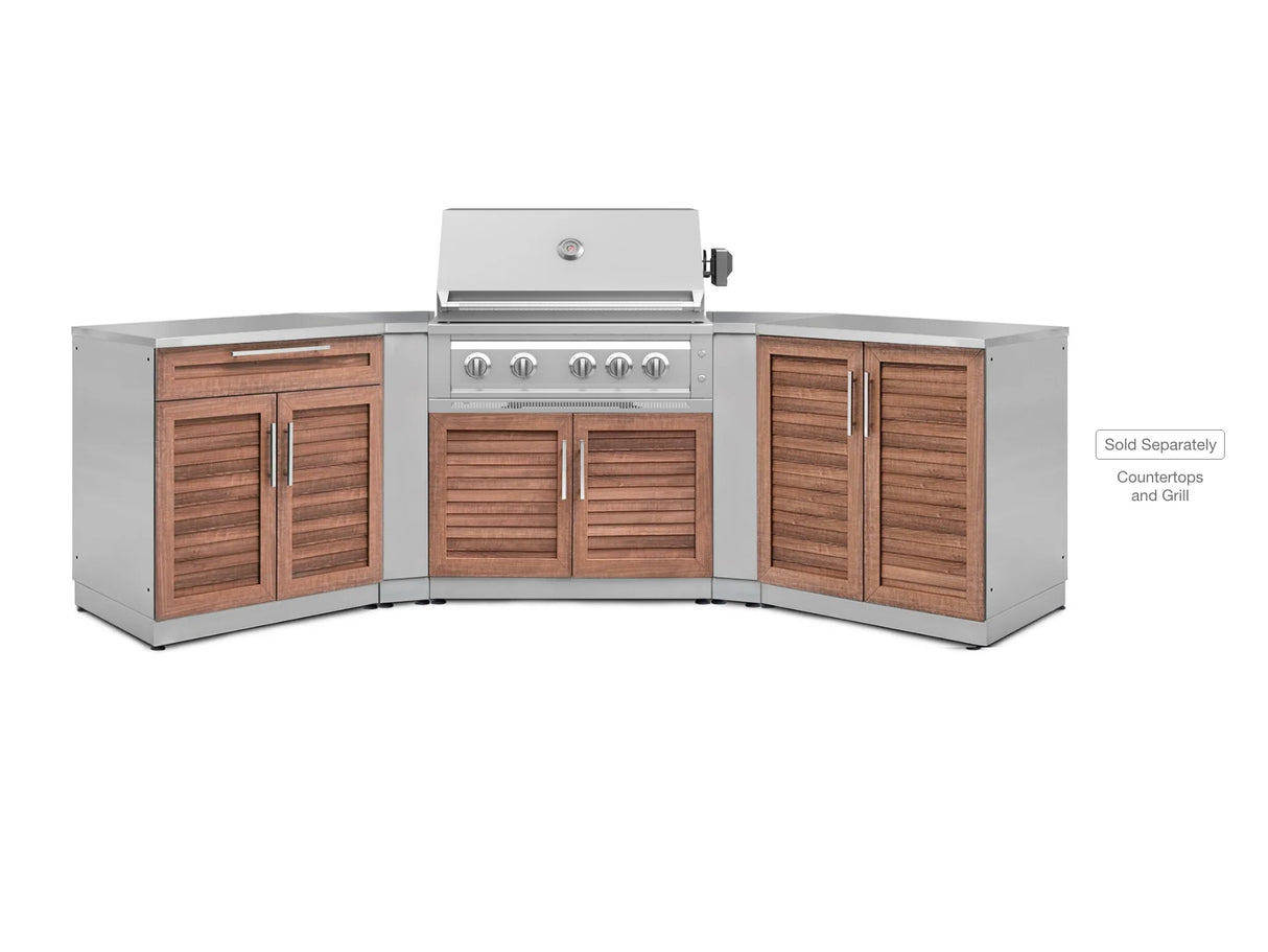 Outdoor Kitchen Stainless Steel 5 Piece Cabinet Set with 2-Door, Bar, Grill and Corner Cabinets