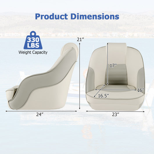 Captain Bucket Seat with Waterproof PVC Leather for Boat Sightseeing-White