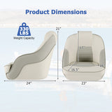 Captain Bucket Seat with Waterproof PVC Leather for Boat Sightseeing-White