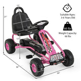 4 Wheel Pedal Powered Ride On Car with Adjustable Seat-Pink