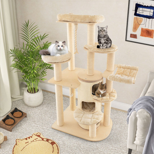 Multi-Level Cat Tree with 3-story Cat Condo-Beige