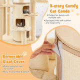Multi-Level Cat Tree with 3-story Cat Condo-Beige