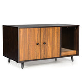 Cat Litter Box Enclosure with Divider and Double Doors-Coffee