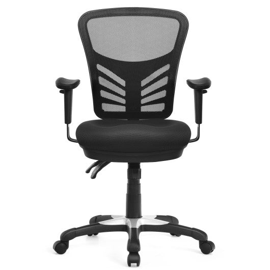 Ergonomic Mesh Office Chair with Adjustable Back Height and Armrests-Black