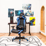 Gaming Chair Adjustable Swivel Racing Style Computer Office Chair-Blue