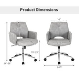 Adjustable Hollow Mid Back Leisure Office Chair with Armrest-Gray