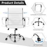 High Back Ribbed Office Chair with Armrests-White
