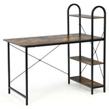 48-Inch Reversible Computer Desk with Storage Shelf-Rustic Brown