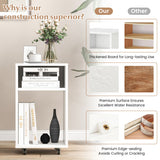 Mobile File Cabinet Wooden Printer Stand Vertical Storage Organizer-White