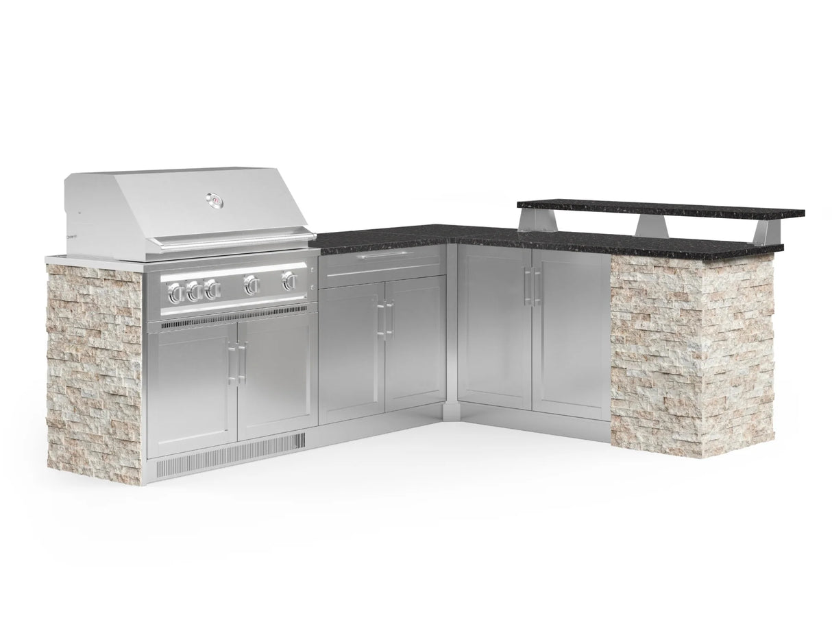 Outdoor Kitchen Signature Series 8 Piece L Shape Cabinet Set with 2 Door, Bar, Platinum Grill and Grill Cabinet