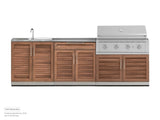 Outdoor Kitchen Stainless Steel 3 Piece Cabinet Set with Sink, 2-Door Drawer and Grill Cabinet