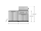 Outdoor Kitchen Stainless Steel 4 Piece Cabinet Set with 2 Door, Grill Cabinet, Platinum Grill and Countertop