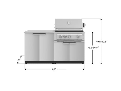 Outdoor Kitchen Stainless Steel 4 Piece Cabinet Set with 2 Door, Grill Cabinet, Platinum Grill and Countertop