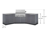 Outdoor Kitchen Aluminum 7 Piece Cabinet Set with 2 Door, Bar, Corner, Grill Cabinet, Platinum Grill, and Countertops