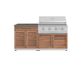 Outdoor Kitchen Stainless-Steel 4 Piece Cabinet Set with Bar, Grill Cabinet, Performance Grill, and Countertop