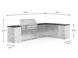 Outdoor Kitchen Signature Series 11 Piece L Shaped Cabinet Set with 3 Drawer, Bar, Dual Side Burner, Grill and Grill Cabinet