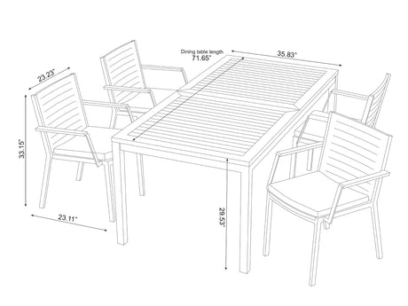 Monterey 4 Seater Dining Set with 72 In. Table