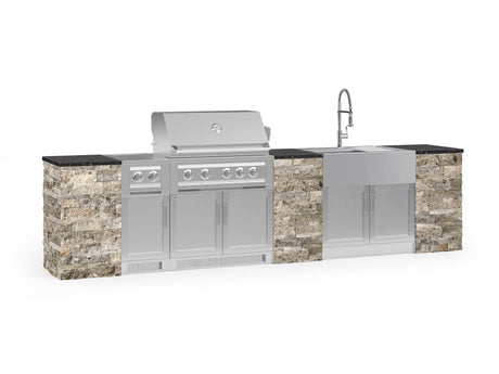 Outdoor Kitchen Signature Series 11 Piece Cabinet Set with Dual Side Burner, Sink, Platinum Grill and Grill Cabinet