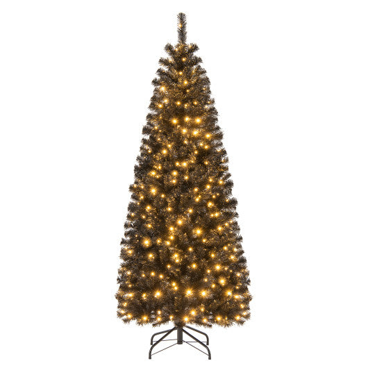 Pre-lit Christmas Halloween Tree with PVC Branch Tips and Warm White Lights-6 ft