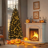 Pre-lit Christmas Halloween Tree with PVC Branch Tips and Warm White Lights-6 ft