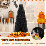 Pre-lit Christmas Halloween Tree with PVC Branch Tips and Warm White Lights-6 ft