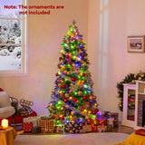 6/7.5 Feet Pre-Lit Artificial Christmas Tree with 11 Modes and Metal Stand-6 ft