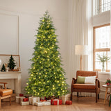 6/7.5 Feet Pre-Lit Artificial Christmas Tree with 11 Modes and Metal Stand-6 ft