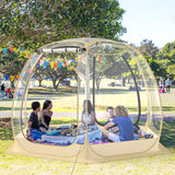 11 x 11 Feet Clear Dome Pop up Bubble Tent with Carrying Bag for 6-10 People-Beige