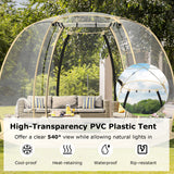 11 x 11 Feet Clear Dome Pop up Bubble Tent with Carrying Bag for 6-10 People-Beige