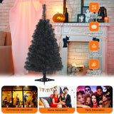 3 Feet Unlit Artificial Christmas Halloween Mini Tree with Plastic Stand-Black