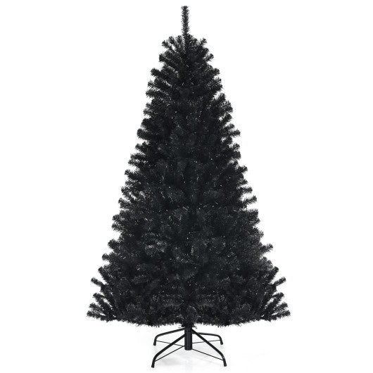 Black Artificial Christmas Halloween Tree with Purple LED Lights-6 ft