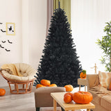 Black Artificial Christmas Halloween Tree with Purple LED Lights-7 ft