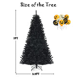 Black Artificial Christmas Halloween Tree with Purple LED Lights-7 ft