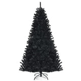 Black Artificial Christmas Halloween Tree with Purple LED Lights-7 ft