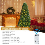 Artificial Hinged Christmas Tree with Remote-controlled Color-changing LED Lights-8'