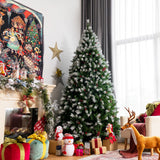 Pre-Lit Hinged Lifelike Lush Artificial Christmas Tree with PVC Tips-7.5 Feet