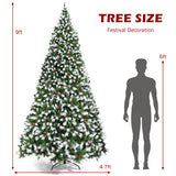 Pre-Lit Hinged Lifelike Lush Artificial Christmas Tree with PVC Tips-9 Feet