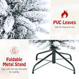 Snow-Flocked Hinged Artificial Christmas Pencil Tree with Mixed Tips-6.5 ft