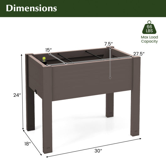 53L Raised Bed Grow Box Self-Watering Planter Box Stand with Water Level Monitor-Coffee