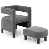 Comfy Accent Armchair with Footrest-Gray